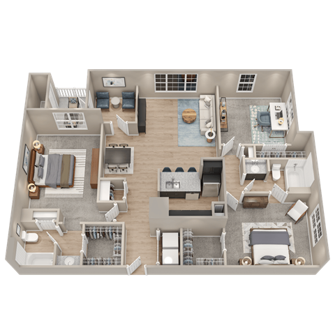 Floor plan for 3 beds, 2 baths, 1450 sqft